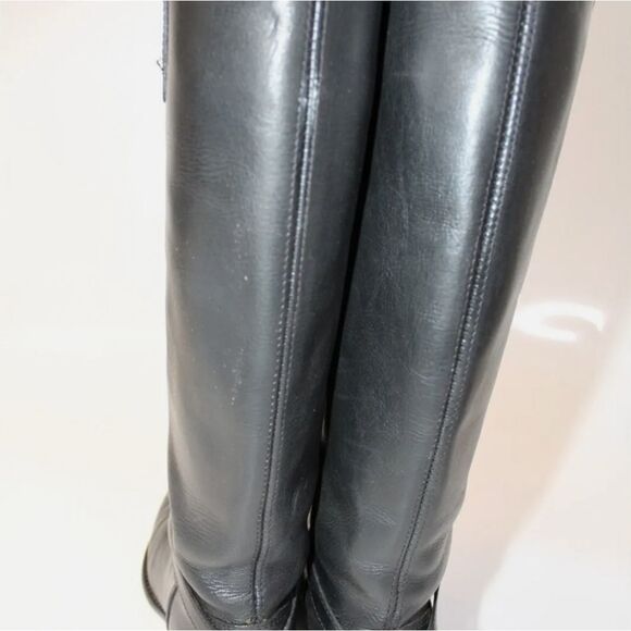 Frye Lindsay Plate Tall Black Leather Harness Riding Boots - Picture 7 of 13